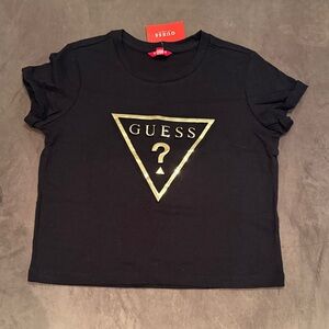 Guess Black Tee with Gold Triangle Logo